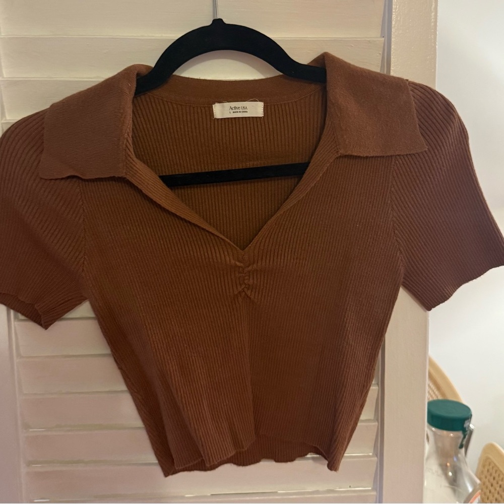 Adore Me Chocolate Ribbed Crop Top